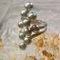 Long bubble bead ring boho full finger band size 7.50 sterling silver women