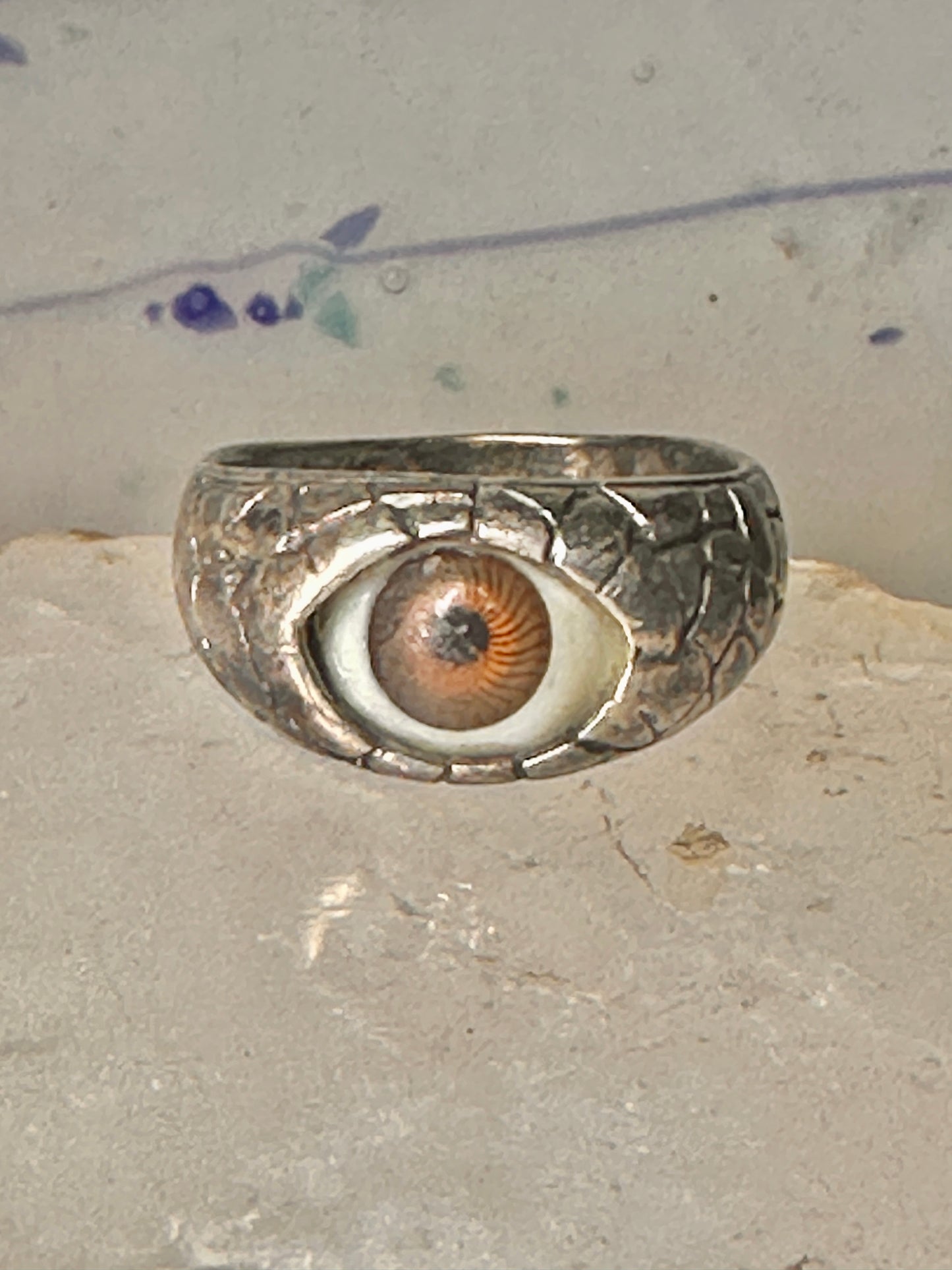 Vintage Eye ring size 11.50 snake surface design band sterling silver women men