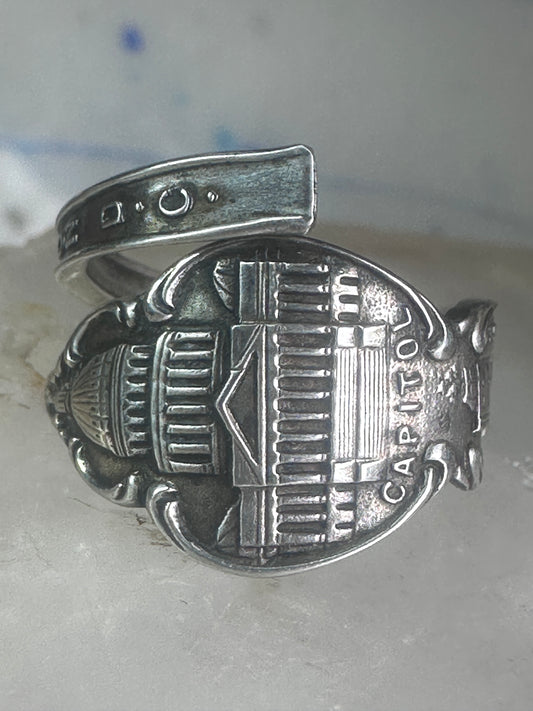 Spoon ring Vintage Washington DC spoon band size 4.75 sterling silver women girls