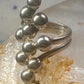 Long bubble bead ring boho full finger band size 7.50 sterling silver women