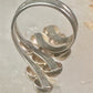 Long bubble bead ring boho full finger band size 7.50 sterling silver women