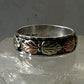 Black Hills Gold ring size 10.75 rose leaves wedding sterling silver band women men