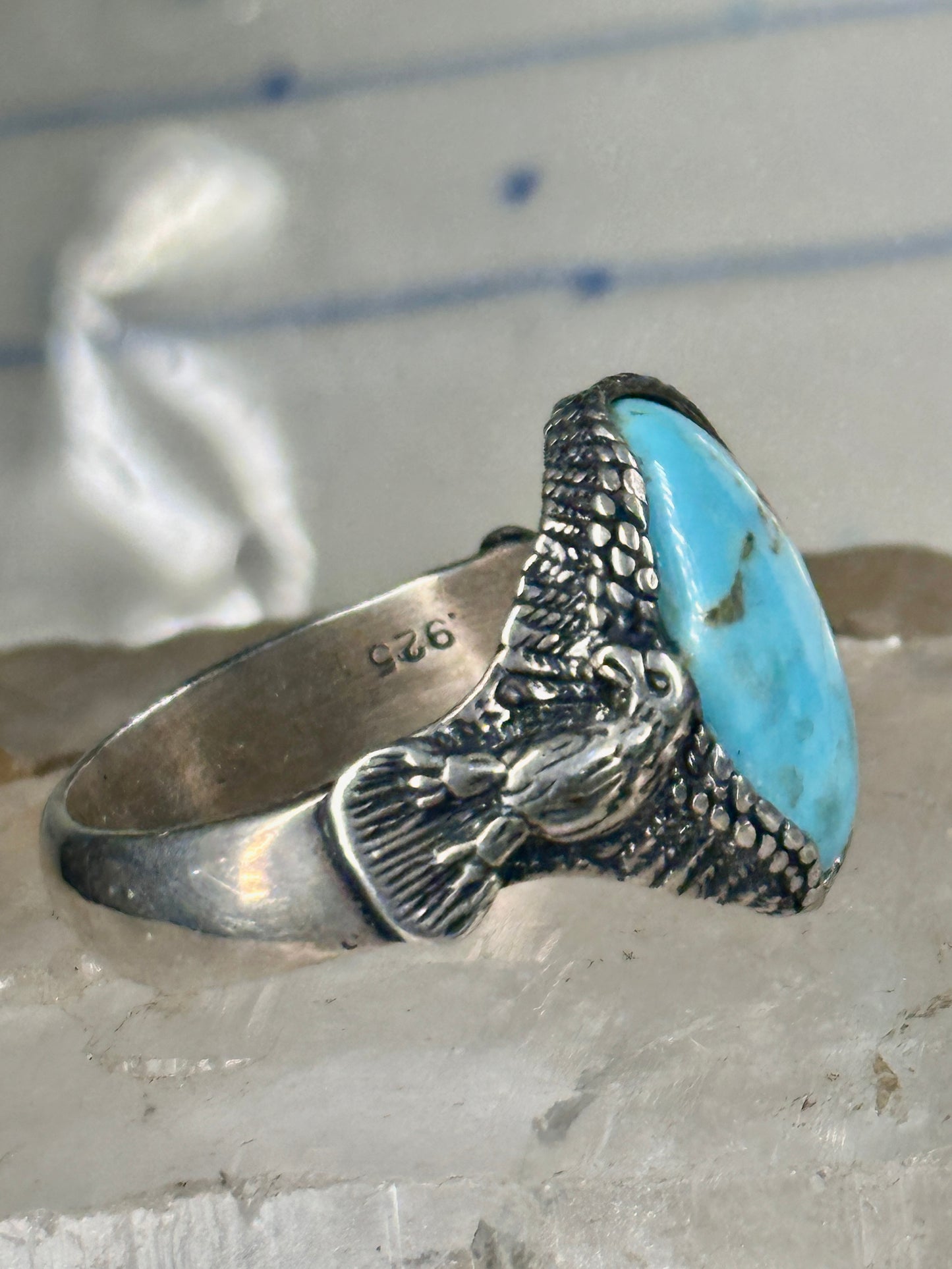 Eagle ring signed turquoise size 12 sterling silver Carolyn Pollack women men