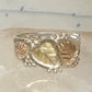 Vintage Black Hills Gold Style Sterling Silver 12K Gold Grape Leaf Ring Size 8.75 925