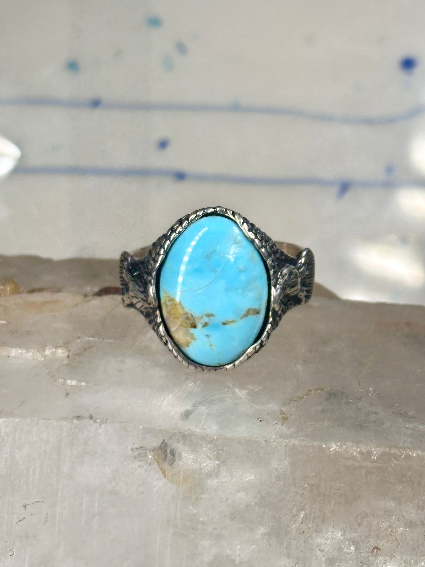 Eagle ring signed turquoise size 12 sterling silver Carolyn Pollack women men