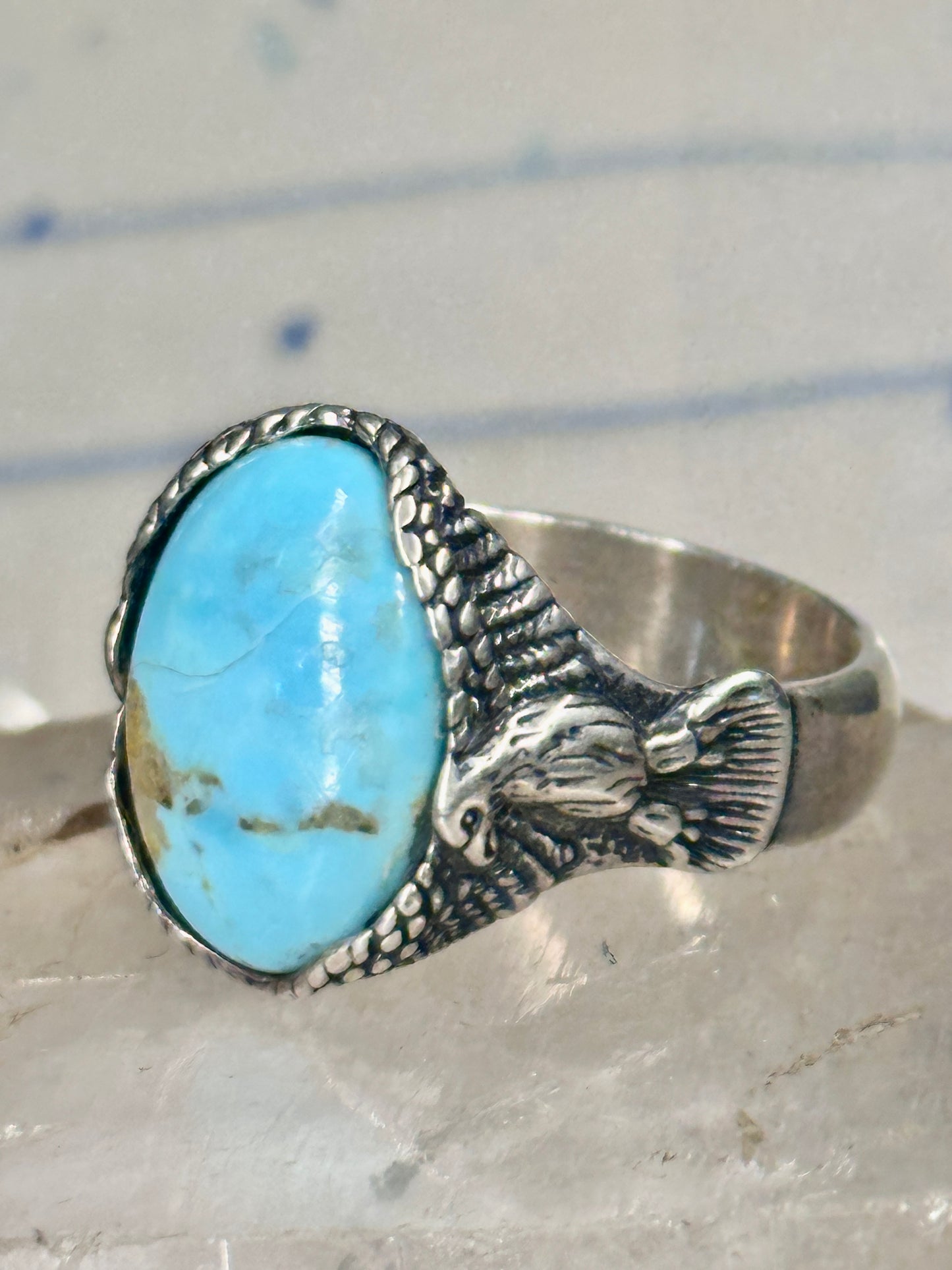 Eagle ring signed turquoise size 12 sterling silver Carolyn Pollack women men