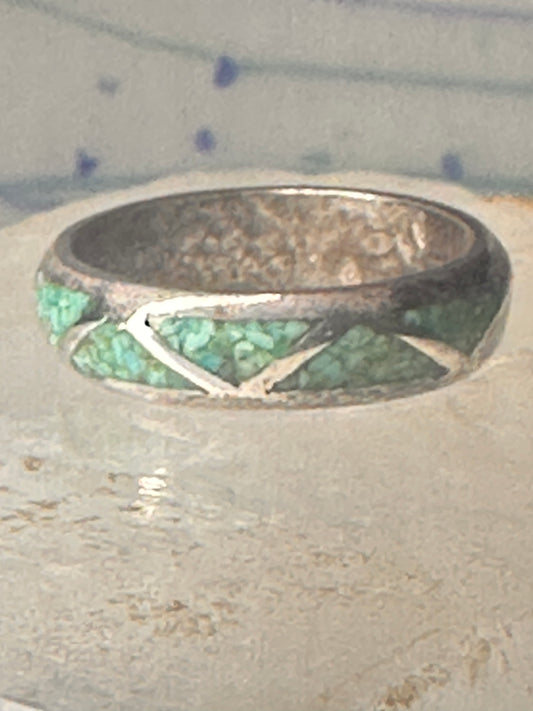 Vintage Zuni wedding band turquoise size 9.50 band sterling silver women men