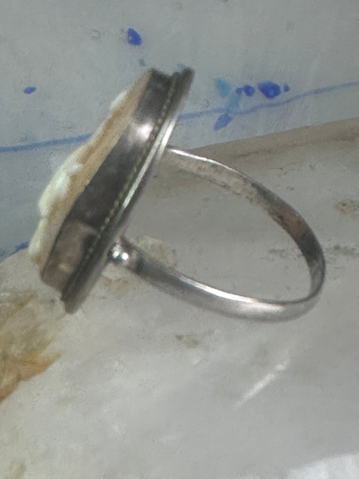 Bull ring Cameo Shell Taurus Zodiac band size 4 800 silver women girls