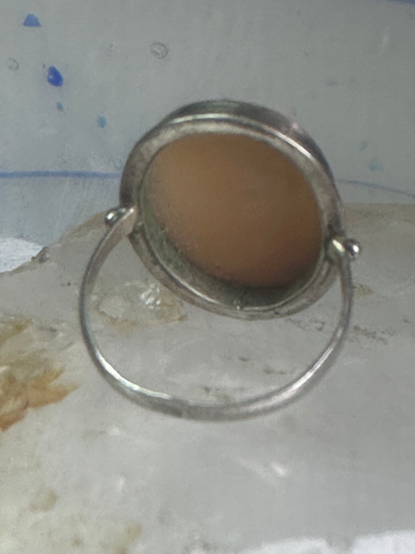 Bull ring Cameo Shell Taurus Zodiac band size 4 800 silver women girls