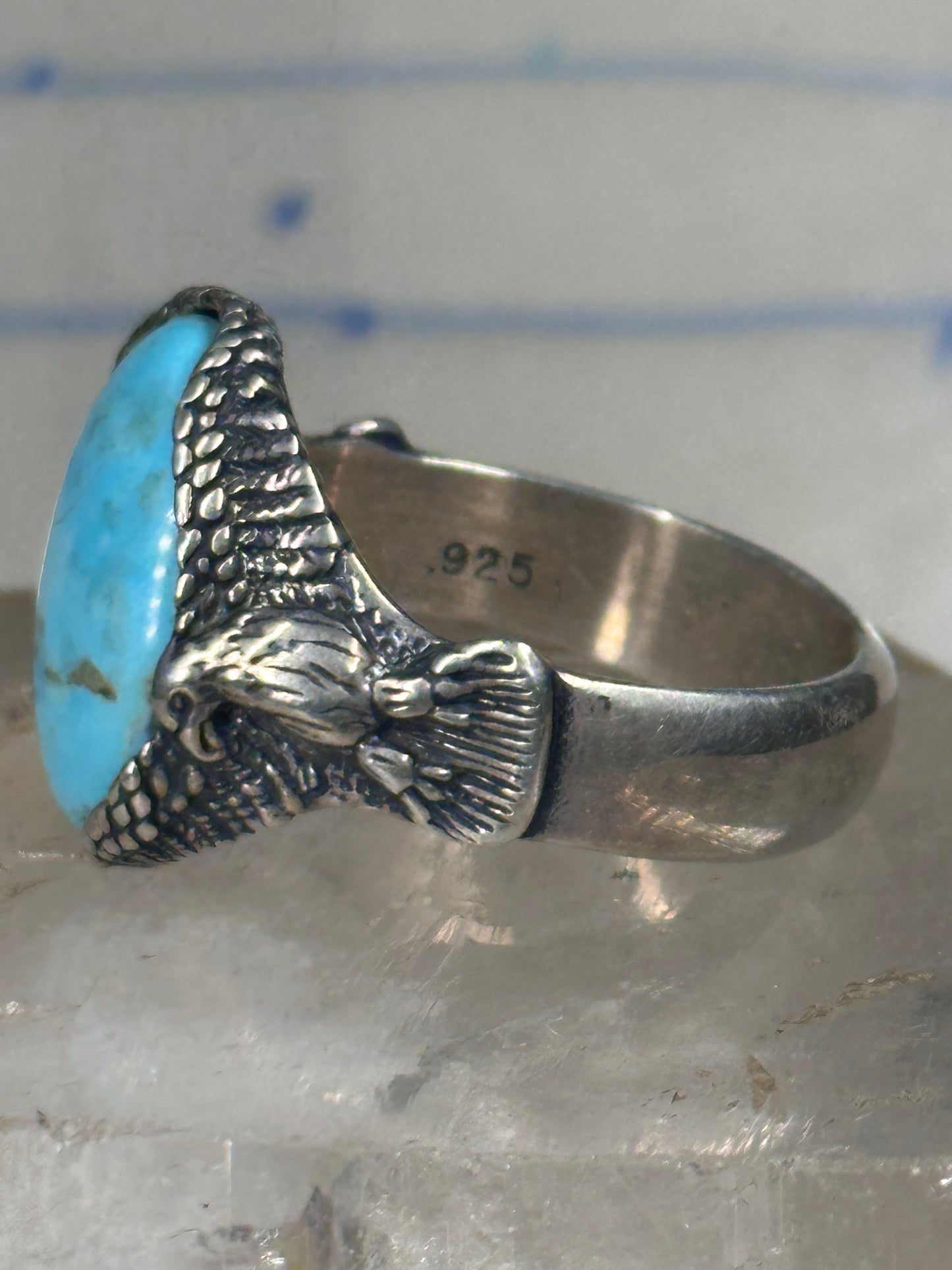 Eagle ring signed turquoise size 12 sterling silver Carolyn Pollack women men