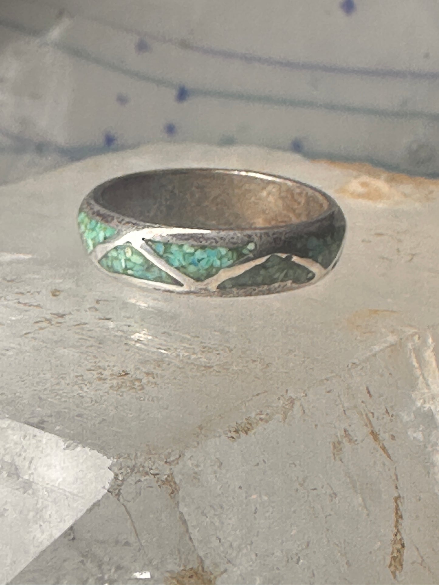 Vintage Zuni wedding band turquoise size 9.50 band sterling silver women men