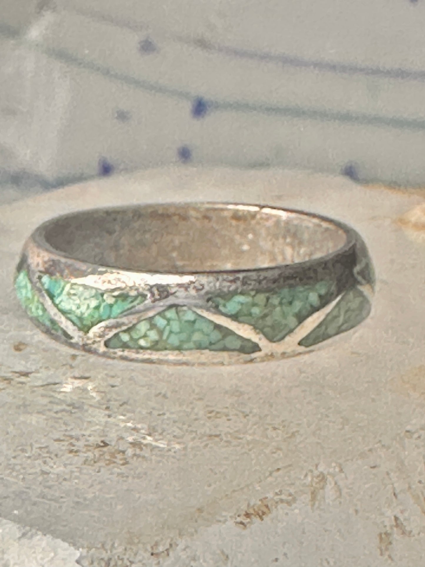 Vintage Zuni wedding band turquoise size 9.50 band sterling silver women men