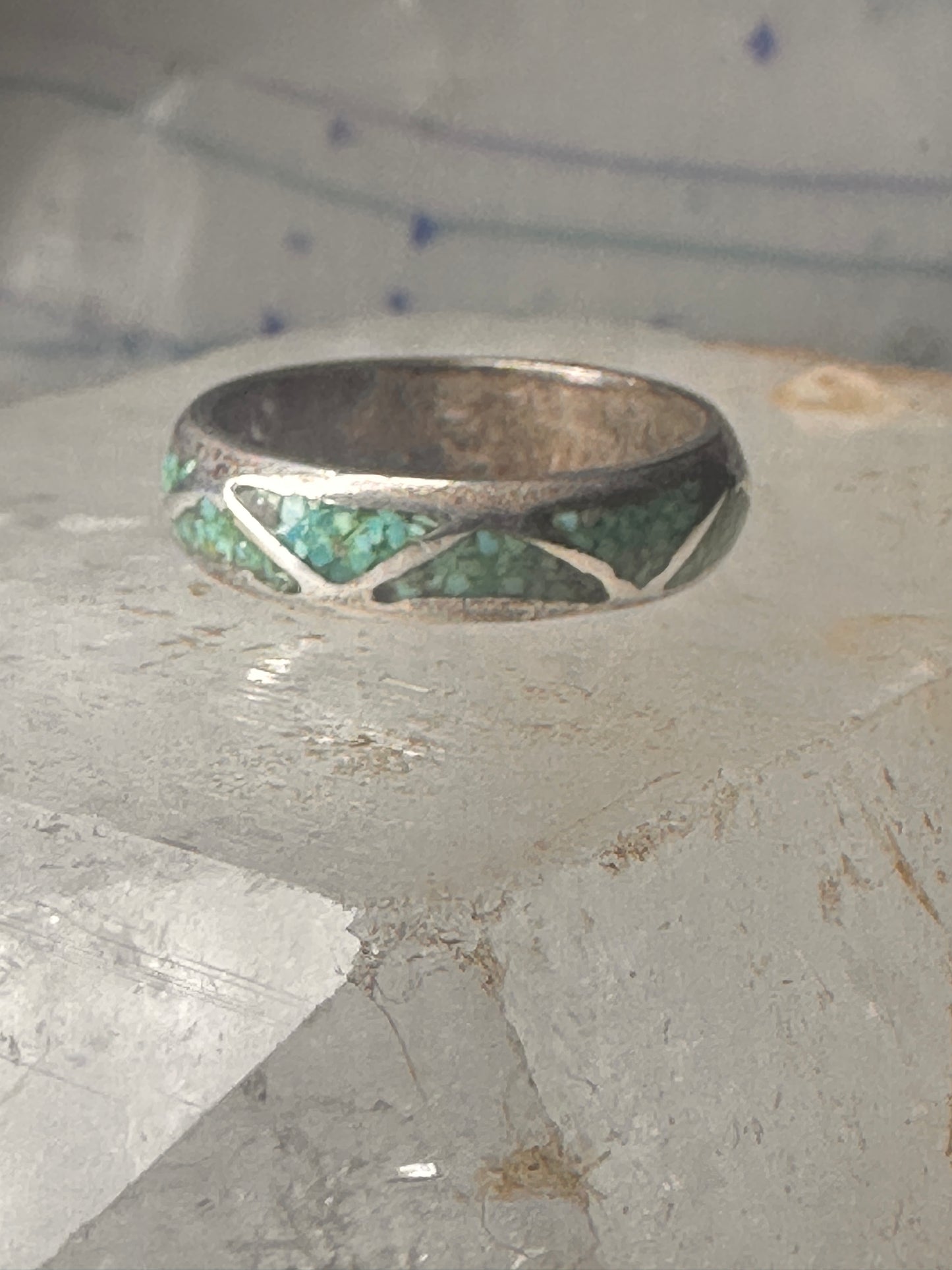 Vintage Zuni wedding band turquoise size 9.50 band sterling silver women men