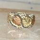 Vintage Black Hills Gold Style Sterling Silver 12K Gold Grape Leaf Ring Size 8.75 925