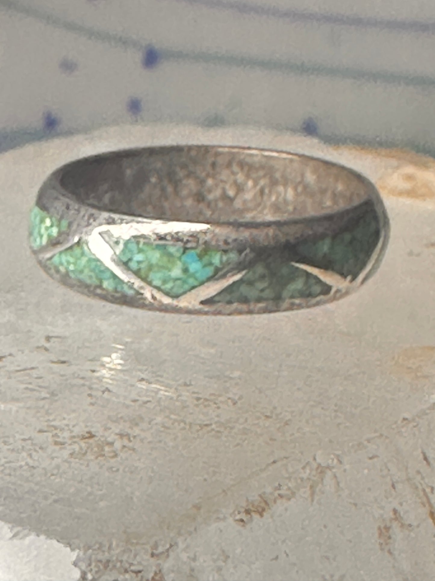 Vintage Zuni wedding band turquoise size 9.50 band sterling silver women men