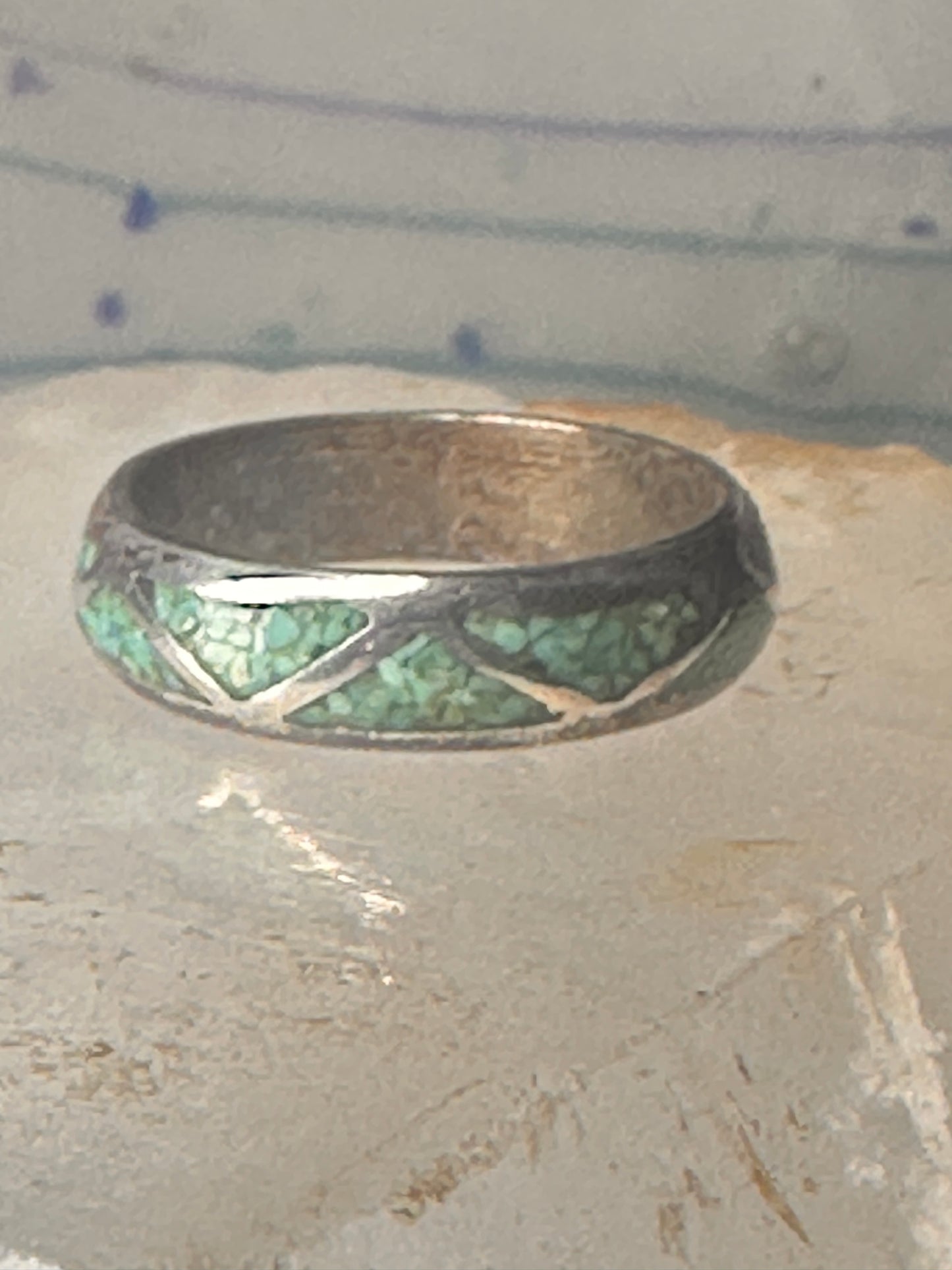 Vintage Zuni wedding band turquoise size 9.50 band sterling silver women men