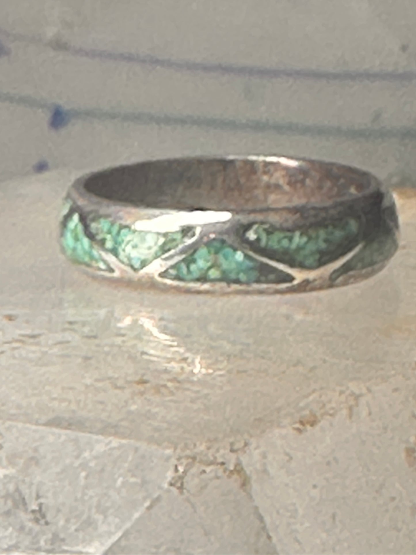 Vintage Zuni wedding band turquoise size 9.50 band sterling silver women men