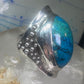 Turquoise ring bulky boho band size 7 sterling silver women girls
