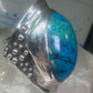 Turquoise ring bulky boho band size 7 sterling silver women girls