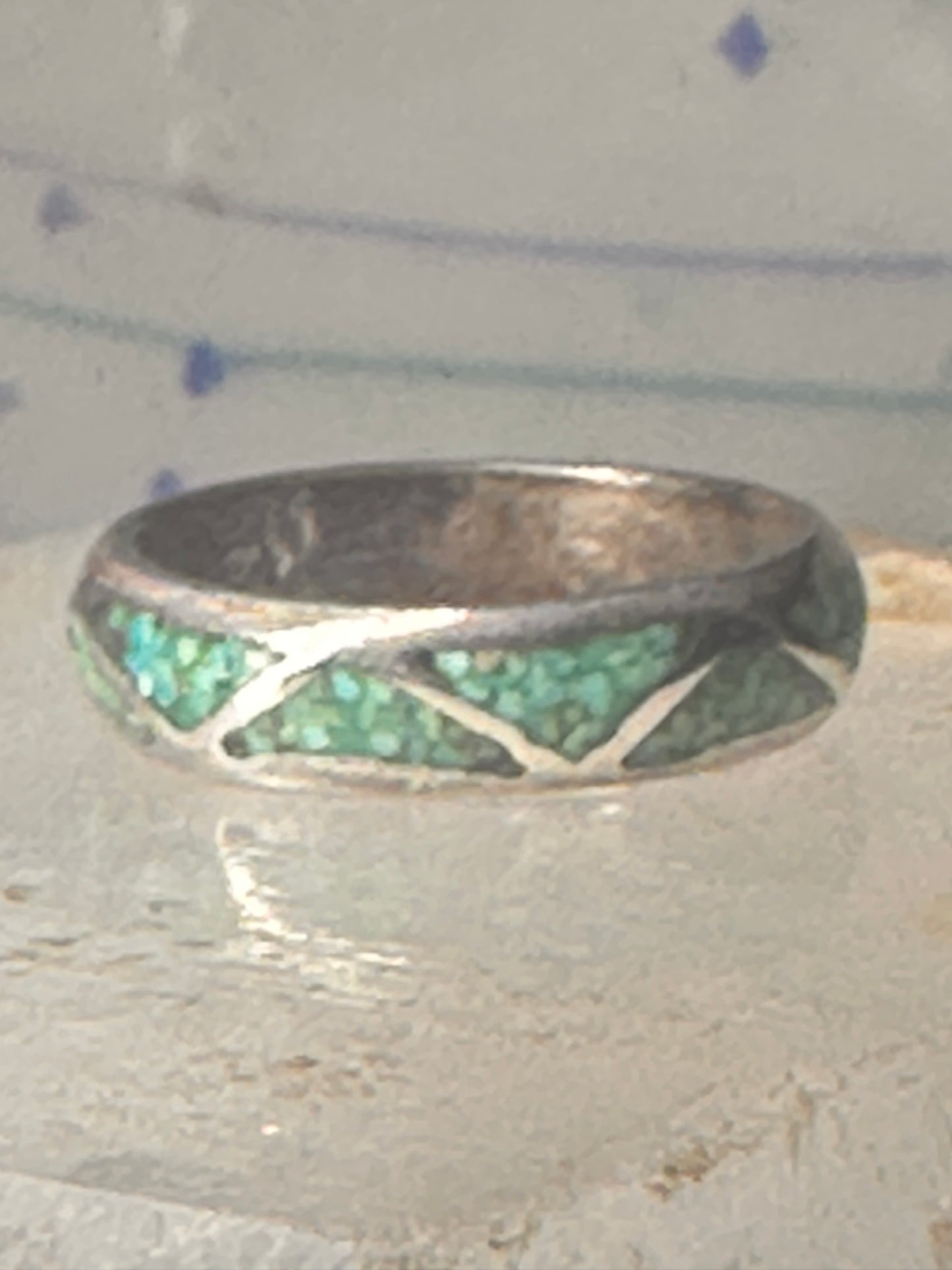 Vintage Zuni wedding band turquoise size 9.50 band sterling silver women men