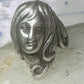Vintage Face ring lady figurative face band size 6 sterling silver women