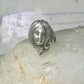 Vintage Face ring lady figurative face band size 6 sterling silver women