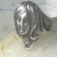 Vintage Face ring lady figurative face band size 6 sterling silver women