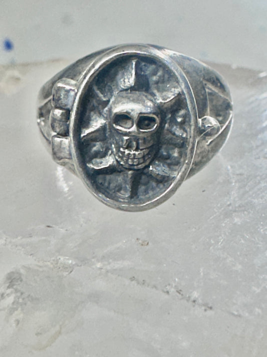 Skull ring poison band Gothic Biker Size 7.25 band sterling silver women