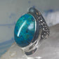 Turquoise ring bulky boho band size 7 sterling silver women girls