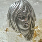 Vintage Face ring lady figurative face band size 6 sterling silver women