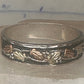 Vintage Black Hills Gold Landstrom Sterling Silver 12K Gold Leaf Band Ring Size 14 925