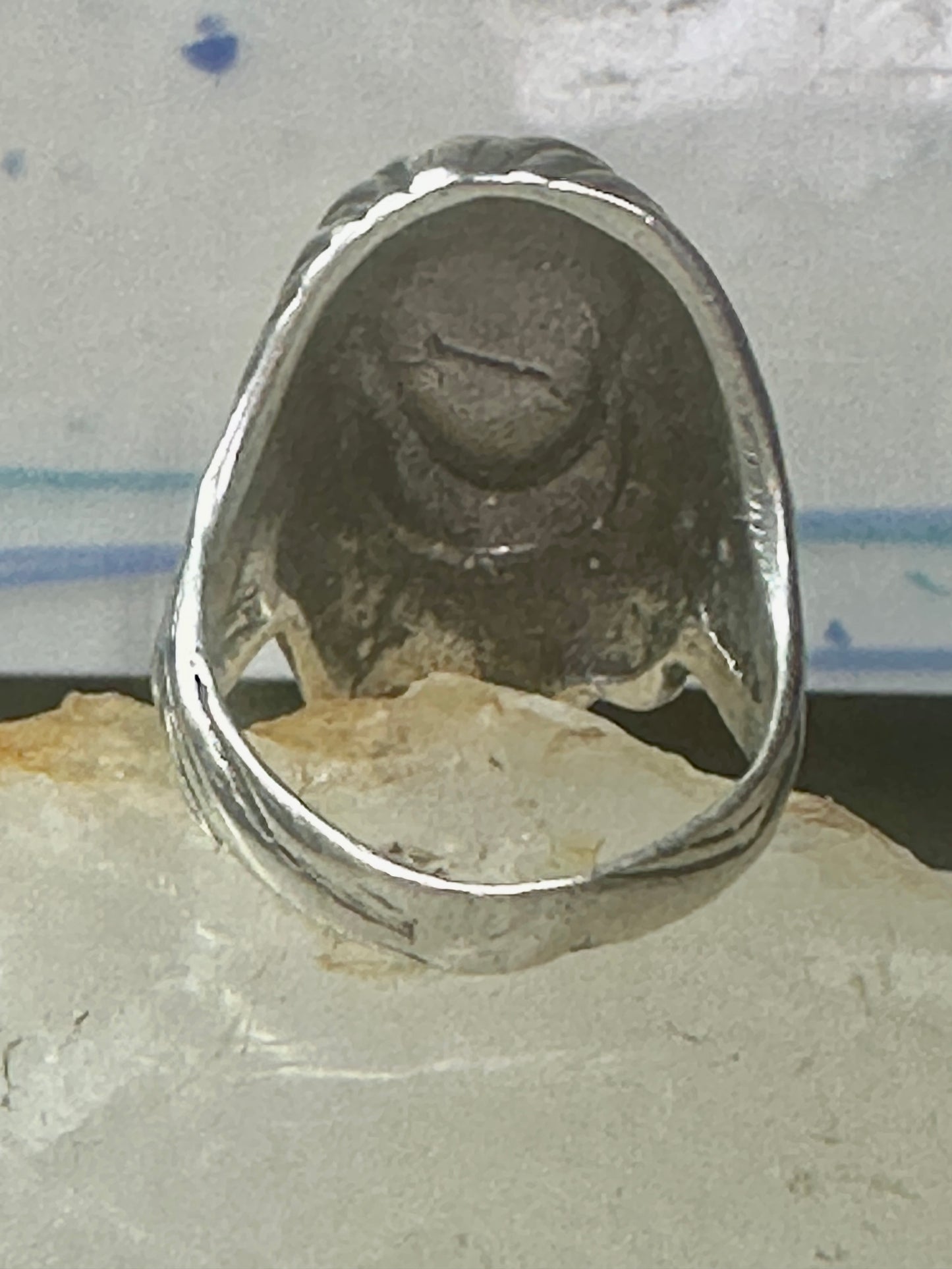 Vintage Face ring lady figurative face band size 6 sterling silver women
