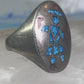 Kachina ring Turquoise chips ring coral band size 11 sterling silver women men