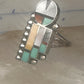 Vintage J Lahi Zuni Sterling Silver Multi Stone Sunface Mosaic Inlay Shield Ring Size 6.75 925