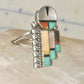 Vintage J Lahi Zuni Sterling Silver Multi Stone Sunface Mosaic Inlay Shield Ring Size 6.75 925