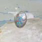 Kachina ring Turquoise chips ring coral band size 11 sterling silver women men