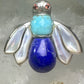 Vintage Bug ring insect blue lapis turquoise mop size 8 sterling silver women