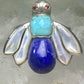 Vintage Bug ring insect blue lapis turquoise mop size 8 sterling silver women