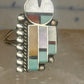 Vintage J Lahi Zuni Sterling Silver Multi Stone Sunface Mosaic Inlay Shield Ring Size 6.75 925