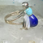 Vintage Bug ring insect blue lapis turquoise mop size 8 sterling silver women