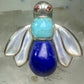 Vintage Bug ring insect blue lapis turquoise mop size 8 sterling silver women