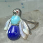Vintage Bug ring insect blue lapis turquoise mop size 8 sterling silver women