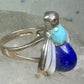 Vintage Bug ring insect blue lapis turquoise mop size 8 sterling silver women