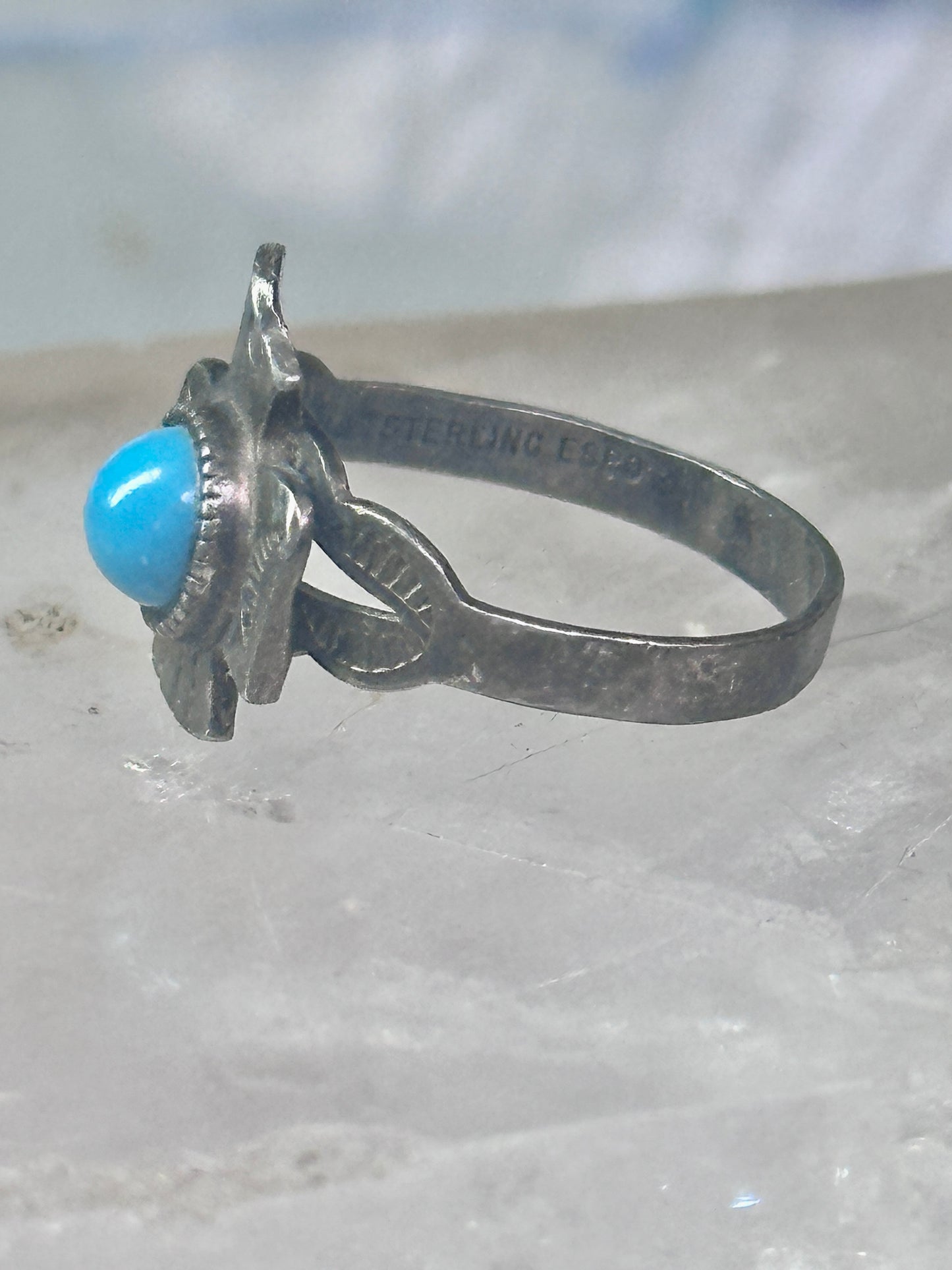Phoenix ring Turquoise ring Navajo band size 4.50 sterling silver women girls