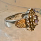 Black Hills Gold ring size 5 Flower Amethyst leaves band women