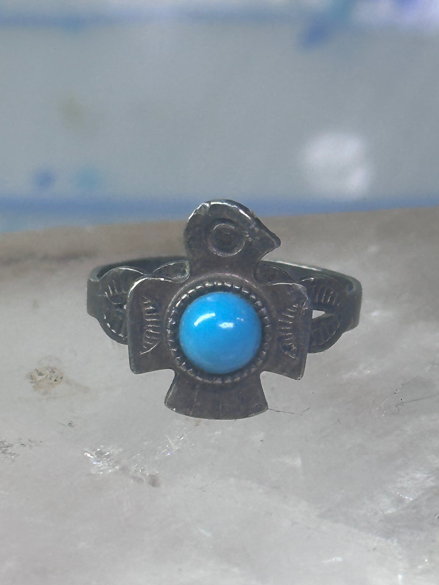 Phoenix ring Turquoise ring Navajo band size 4.50 sterling silver women girls