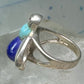Vintage Bug ring insect blue lapis turquoise mop size 8 sterling silver women