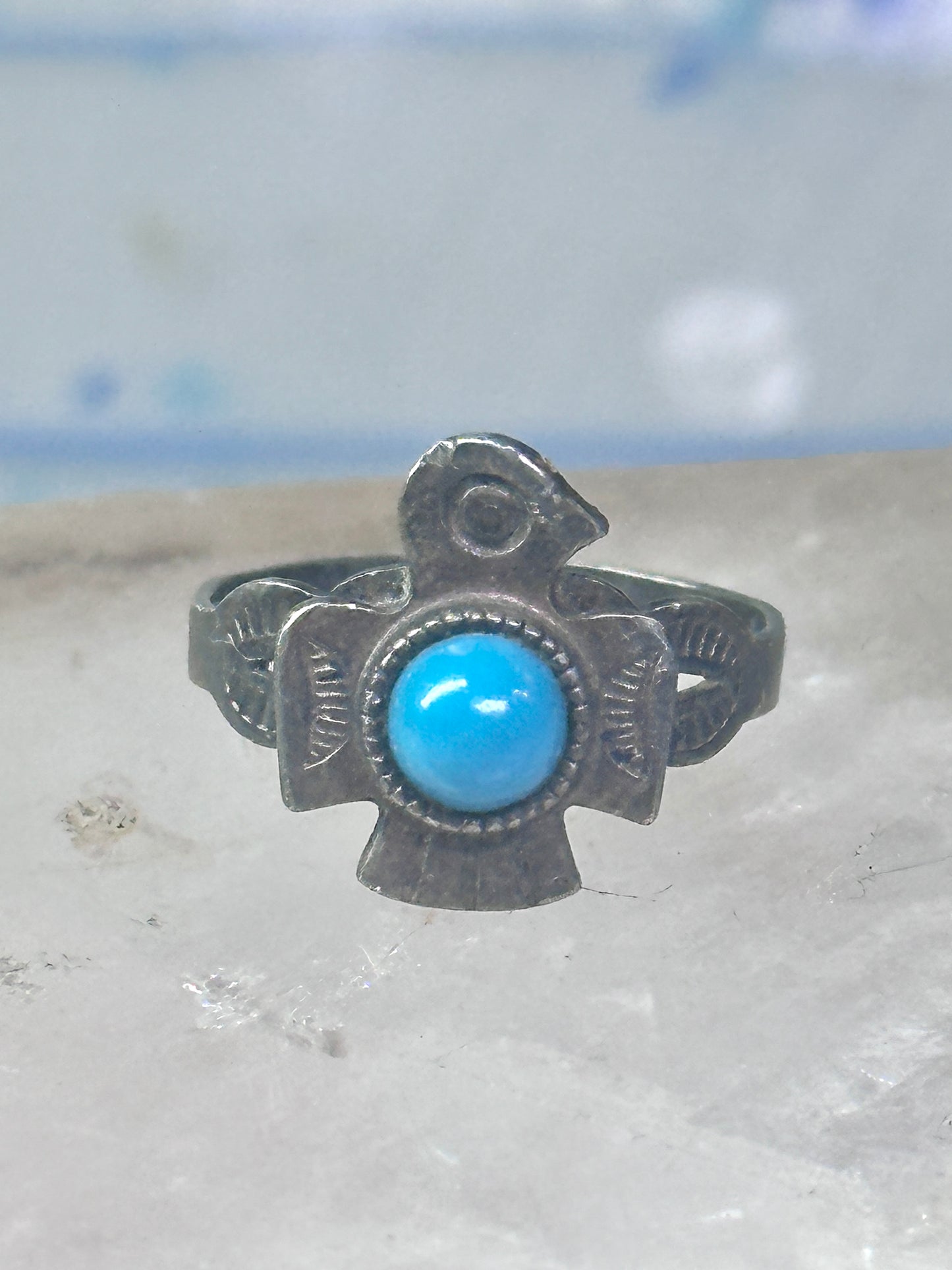 Phoenix ring Turquoise ring Navajo band size 4.50 sterling silver women girls