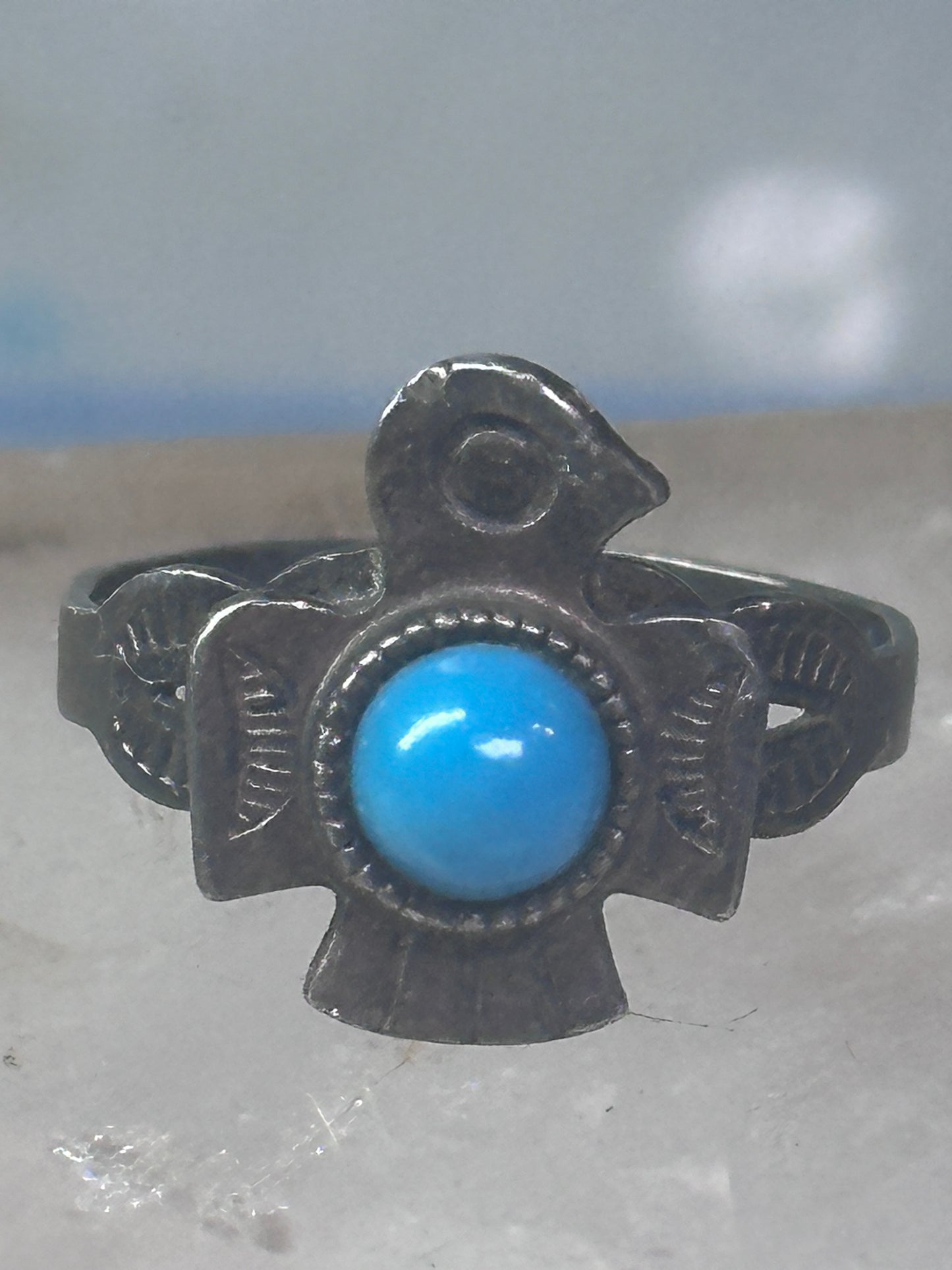 Phoenix ring Turquoise ring Navajo band size 4.50 sterling silver women girls