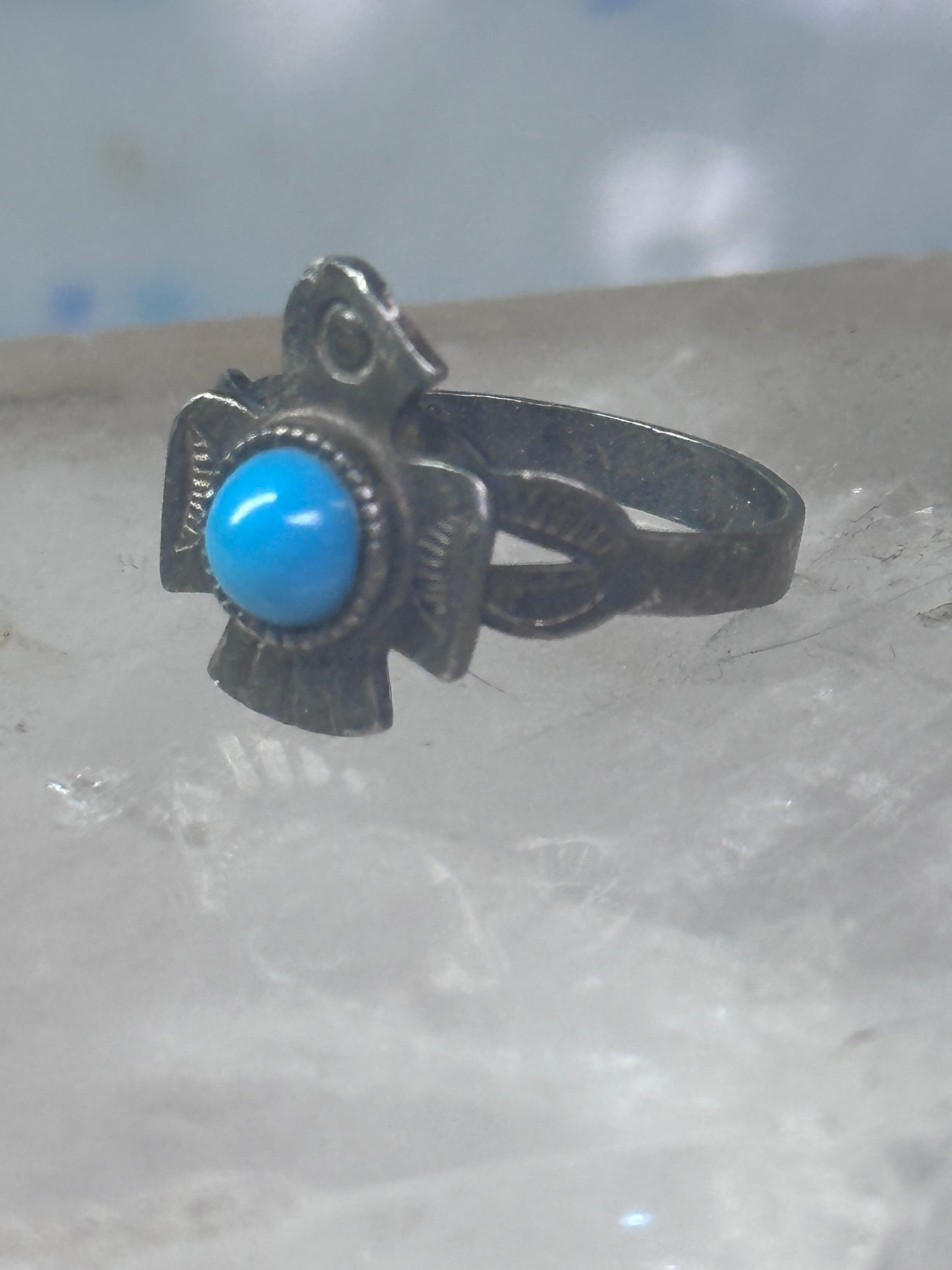 Phoenix ring Turquoise ring Navajo band size 4.50 sterling silver women girls